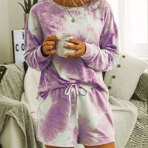 Lavender Tie Dye Long Sleeve Shirt and Shorts Set LABOR DAY SALE!